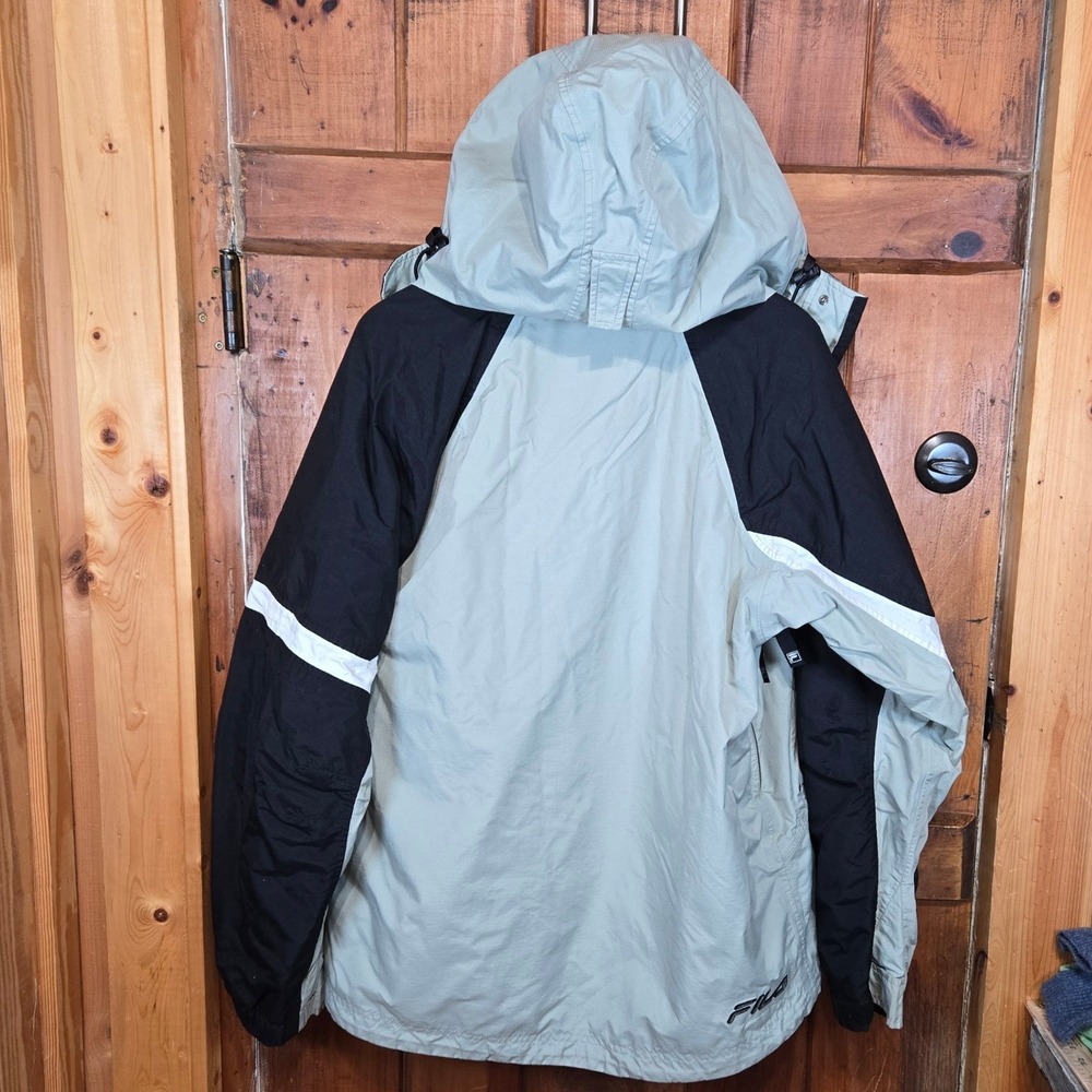 Fila Mens Grey Black Colorblock Hooded Ski Jacket Technical Snow Coat Large - Picture 5 of 7